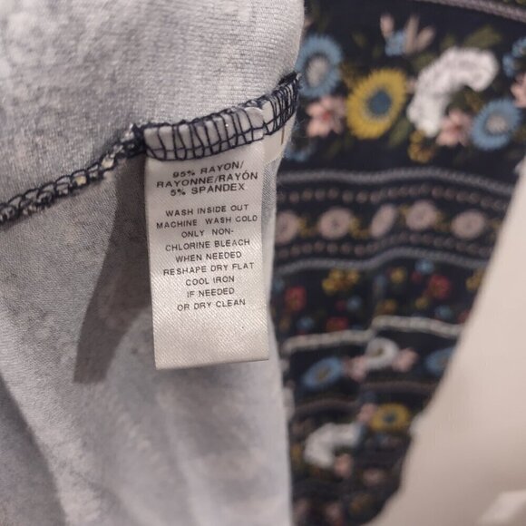 LOFT Women's Sleeveless Dark Blue Floral Dress Midi Length Size L - Picture 4 of 7